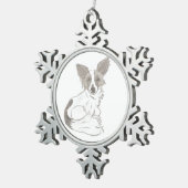 Papillon Sketch Pewter Ornament (Rechts)