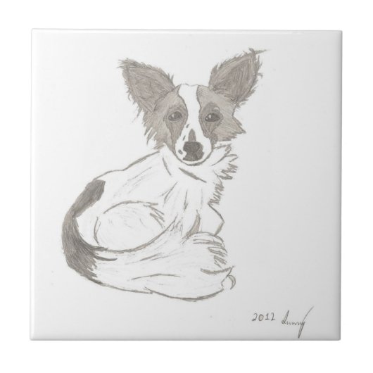 Papillon Sketch Tile Tegeltje (Voorkant)