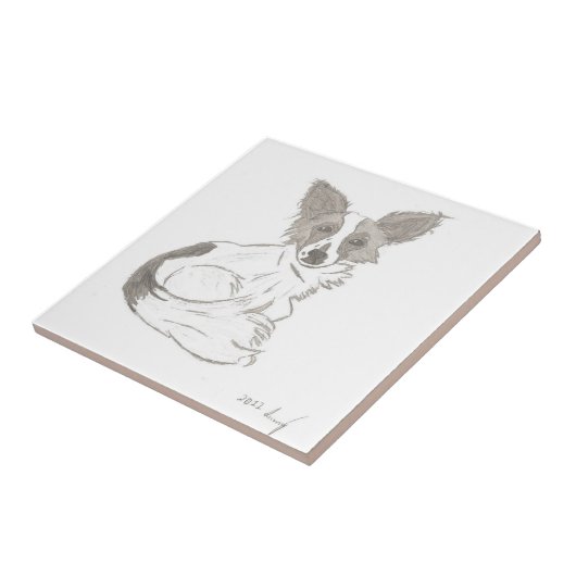 Papillon Sketch Tile Tegeltje (Zijkant)