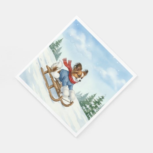 Papillon Sledding, Napkins Servet (Hoek)