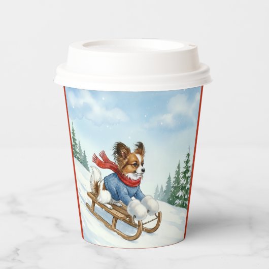 Papillon Sledding, Paper Cups Papieren Bekers (Voorkant)
