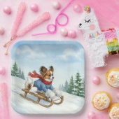 Papillon Sledding, Paper Plates Papieren Bordje (Feest)