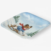 Papillon Sledding, Paper Plates Papieren Bordje (Gebogen)
