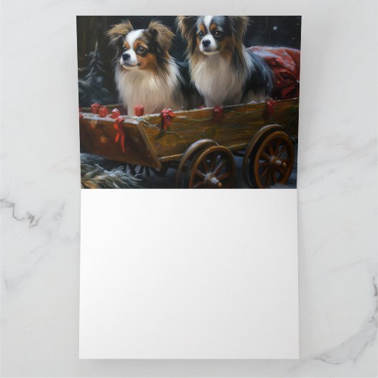 Papillon Sneeuw Slede Kerst Decoratie  Kaart (Binnen)