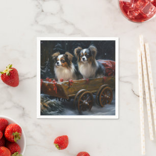 Papillon Sneeuw Slede Kerst Decoratie Servet