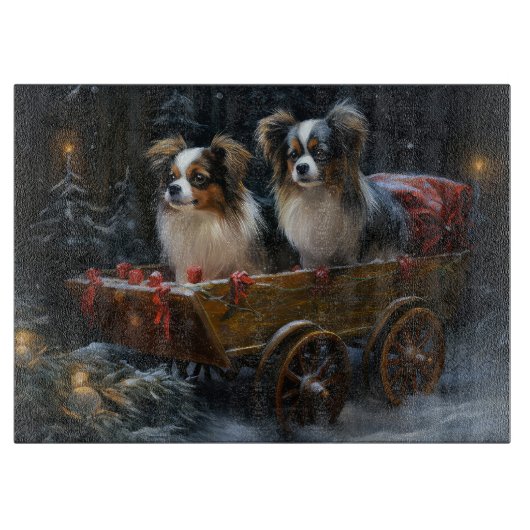 Papillon Sneeuw Slede Kerst Decoratie Snijplank (Voorkant)