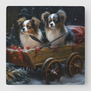 Papillon Sneeuw Slede Kerst Decoratie Vierkante Klok