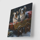 Papillon Sneeuw Slede Kerst Decoratie Vierkante Klok (Hoek)