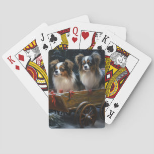Papillon Sneeuw slee Christmas decoratie Pokerkaarten