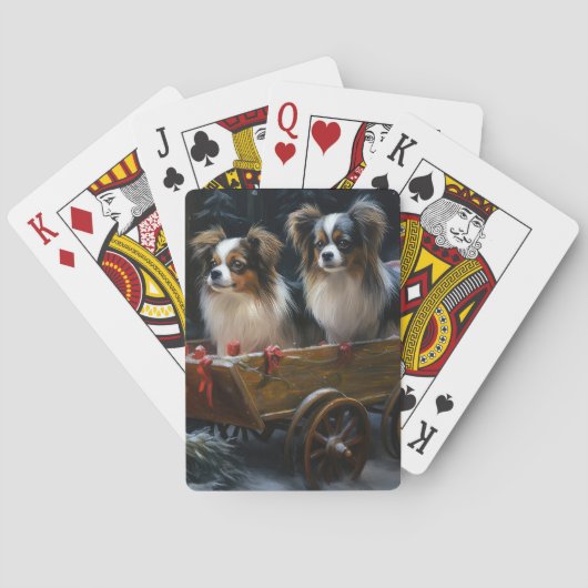 Papillon Sneeuw slee Christmas decoratie Pokerkaarten (Achterkant)