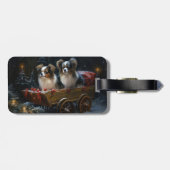 Papillon Sneeuwslee Kerstdecoratie Bagagelabel (Achterkant horizontaal)