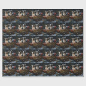 Papillon Sneeuwslee Kerstdecoratie Cadeaupapier (Vlak)