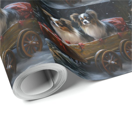 Papillon Sneeuwslee Kerstdecoratie Cadeaupapier (Rol Hoek)