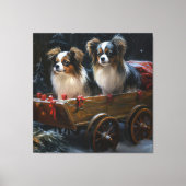 Papillon Sneeuwslee Kerstdecoratie Canvas Afdruk (Voorkant)