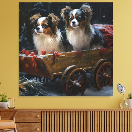 Papillon Sneeuwslee Kerstdecoratie Canvas Afdruk (Insitu (Woonkamer))