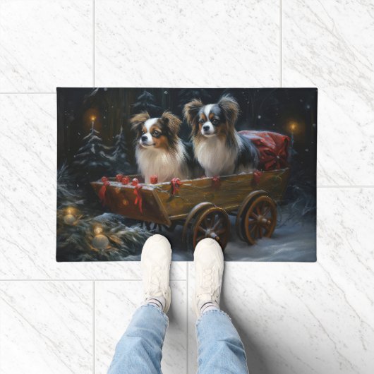 Papillon Sneeuwslee Kerstdecoratie Deurmat (Binnen)