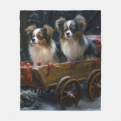 Papillon Sneeuwslee Kerstdecoratie Fleece Deken (Voorkant)
