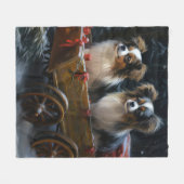 Papillon Sneeuwslee Kerstdecoratie Fleece Deken (Voorkant (Horizontaal))