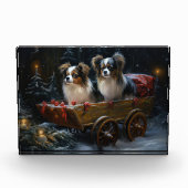 Papillon Sneeuwslee Kerstdecoratie Fotoblokken (Voorkant)