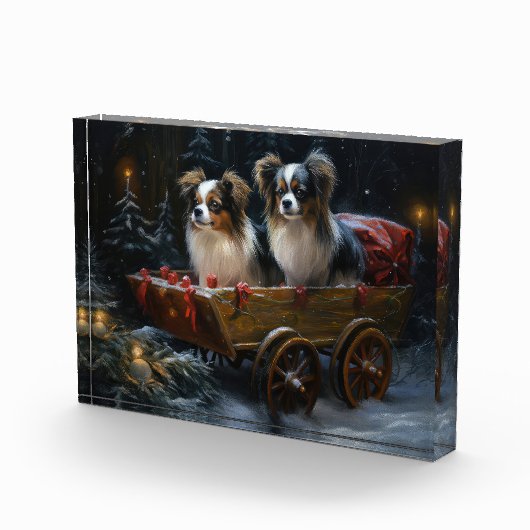 Papillon Sneeuwslee Kerstdecoratie Fotoblokken (Rechts)