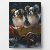 Papillon Sneeuwslee Kerstdecoratie Fotoplaat (voorkant)