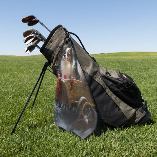 Papillon Sneeuwslee Kerstdecoratie Golfhanddoek (Groen)