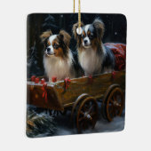Papillon Sneeuwslee Kerstdecoratie Keramisch Ornament (Rechts)