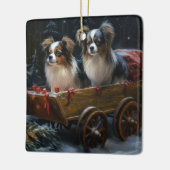 Papillon Sneeuwslee Kerstdecoratie Keramisch Ornament (Links)