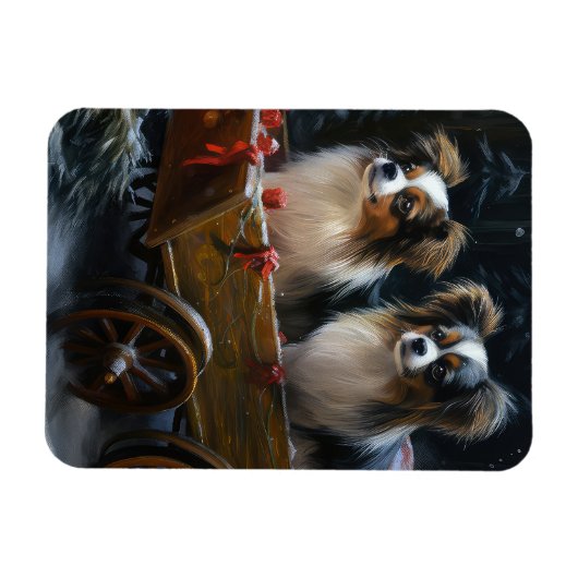 Papillon Sneeuwslee Kerstdecoratie Magneet (Horizontaal)