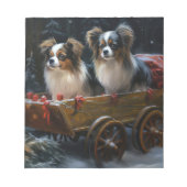 Papillon Sneeuwslee Kerstdecoratie Notitieblok (Voorkant)