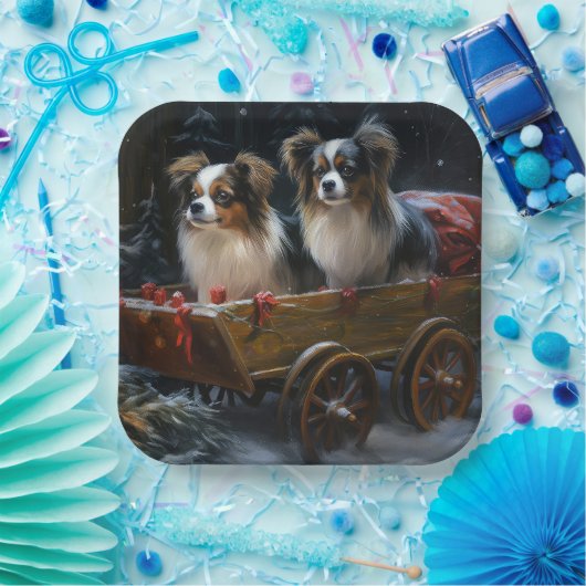 Papillon Sneeuwslee Kerstdecoratie Papieren Bordje (Feest)