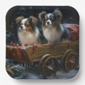 Papillon Sneeuwslee Kerstdecoratie Papieren Bordje (Voorkant)