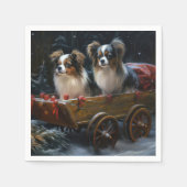 Papillon Sneeuwslee Kerstdecoratie Servet (Voorkant)