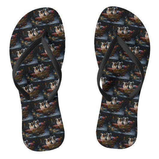 Papillon Sneeuwslee Kerstdecoratie Teenslippers (Voetbed)