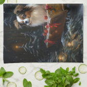 Papillon Sneeuwslee Kerstdecoratie Theedoek (Gevouwen)