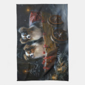 Papillon Sneeuwslee Kerstdecoratie Theedoek (Verticaal)