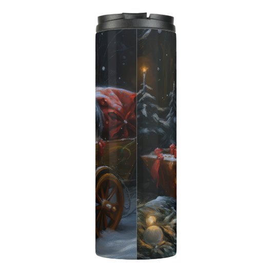 Papillon Sneeuwslee Kerstdecoratie Thermosbeker (Achterkant)