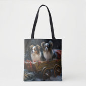 Papillon Sneeuwslee Kerstdecoratie Tote Bag (Voorkant)