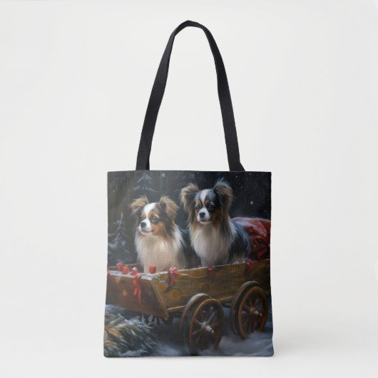 Papillon Sneeuwslee Kerstdecoratie Tote Bag (Voorkant)