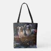 Papillon Sneeuwslee Kerstdecoratie Tote Bag (Achterkant)