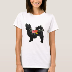 Papillon Speelgoed Hondenras Boho Floral Silhouett T-shirt
