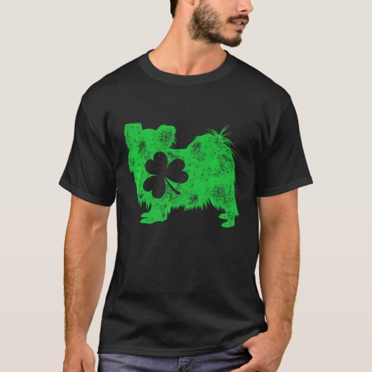 Papillon St Patricks Day Shamrock Continental Spee T-shirt (Voorkant)