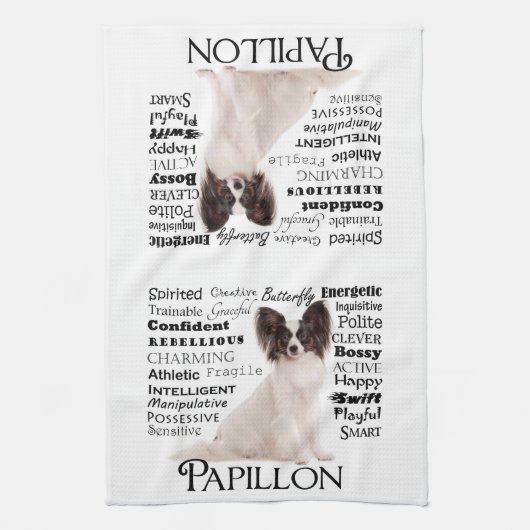 Papillon Traits Kitchen Towel Theedoek (Verticaal)