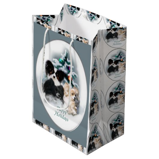 Papillon Trio Kerstmis Medium Cadeauzakje (Voorkant Gekanteld)