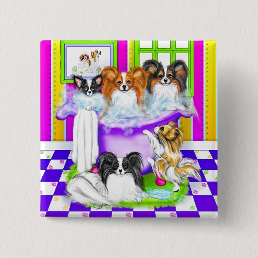 Papillon Tub - Volledig Vierkante Button 5,1 Cm (Voorkant)