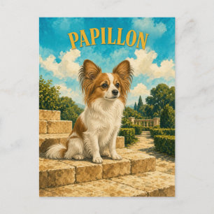 Papillon, Vintage Watercolor Honden Kunst Briefkaart