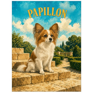 Papillon, Vintage Watercolor Honden Kunst Briefkaart