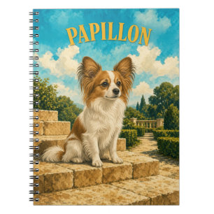 Papillon, Vintage Watercolor Honden Kunst Notitieboek