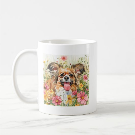 Papillon Watercolor Mug – Dog Lover Gift Koffiemok (Links)
