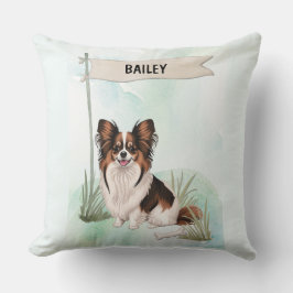 Papillon Watercolor Personalized Dog Kussen